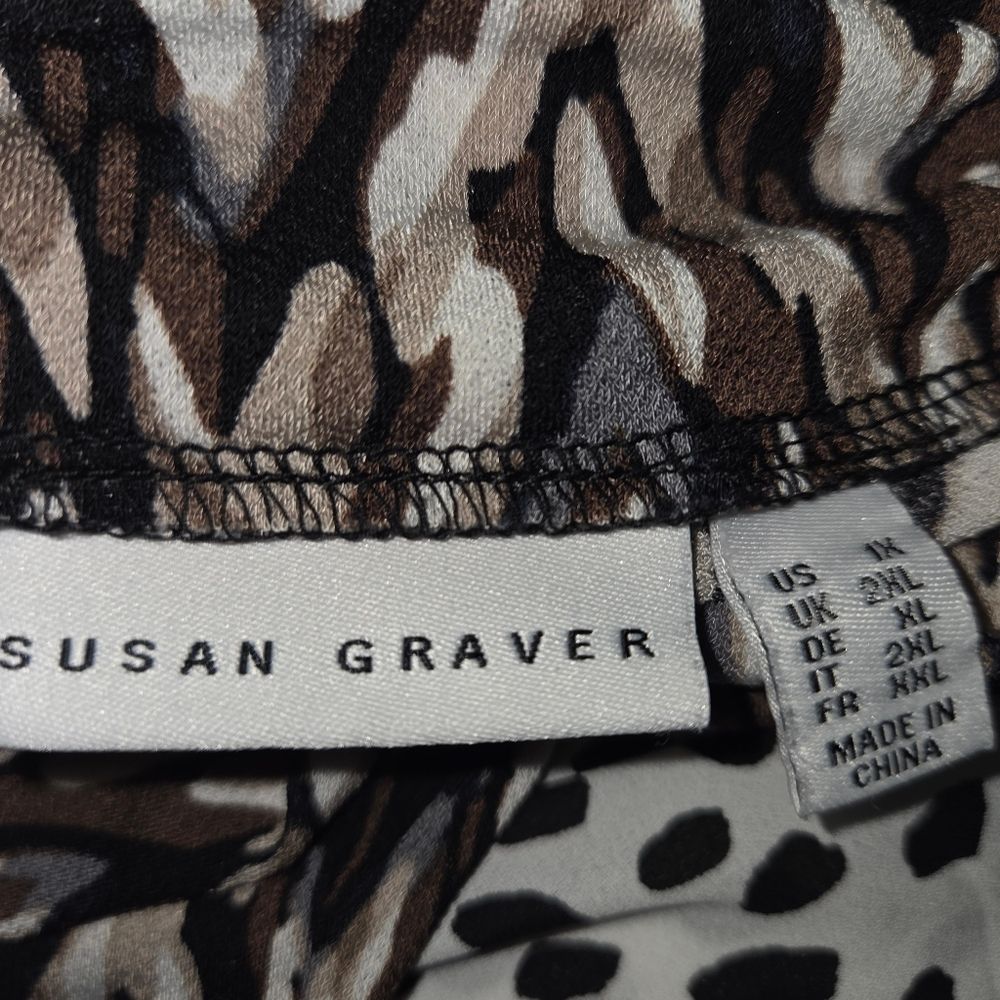 Susan Graver Printed Textured Liquid Knit Turtleneck Top Size 1x — image 6 of 7